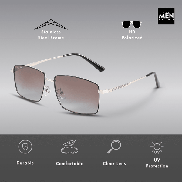J3298 - OBSIDIAN LUXE - HD Polarised Sunglasses for Men - UV400 Protection, Stainless Steel Frame - Black Grey Lenses