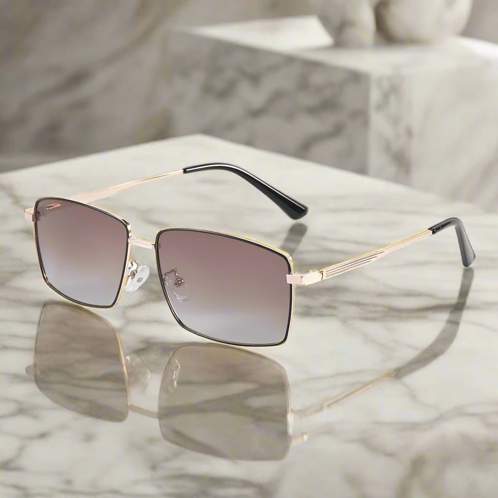 THE MEN THING Sunglasses J3298 - OBSIDIAN LUXE - HD Polarised Sunglasses for Men - UV400 Protection, Stainless Steel Frame - Gradient Brown Lenses