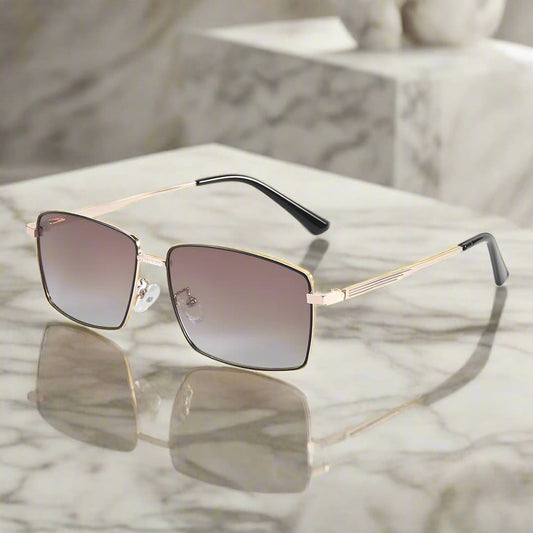 THE MEN THING Sunglasses J3298 - OBSIDIAN LUXE - HD Polarised Sunglasses for Men - UV400 Protection, Stainless Steel Frame - Gradient Brown Lenses