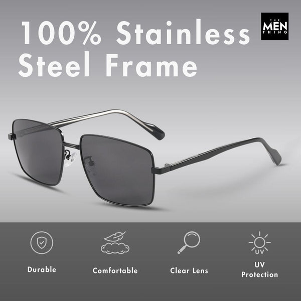 J3305 - PHANTOM SHADE - HD Polarised Sunglasses for Men - UV400 Protection, Stainless Steel Frame - Gradient Grey Lenses