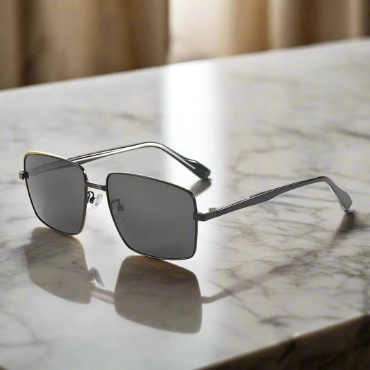 THE MEN THING Sunglasses J3305 - PHANTOM SHADE - HD Polarised Sunglasses for Men - UV400 Protection, Stainless Steel Frame - Black Lenses