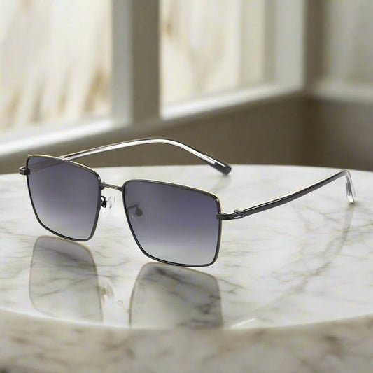 THE MEN THING Sunglasses J3308 - SLEEK VANTAGE- HD Polarised Sunglasses for Men - UV400 Protection, Stainless Steel Frame - Gradient Grey Lens
