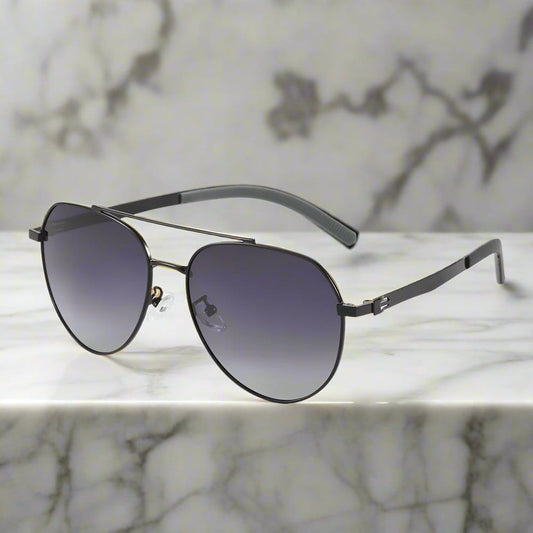 THE MEN THING Sunglasses J3332 - MYSTIC ARC - HD Polarised Sunglasses for Men - UV400 Protection, Stainless Steel Frame - Gradient Grey Lens