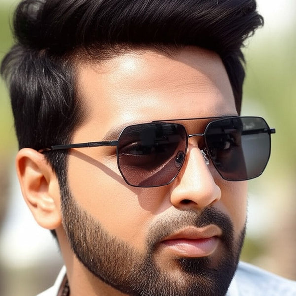 J3337- SPECTRA NOIR- HD Polarised Sunglasses for Men - UV400 Protection, Stainless Steel Frame - Black Frame with Black Lens