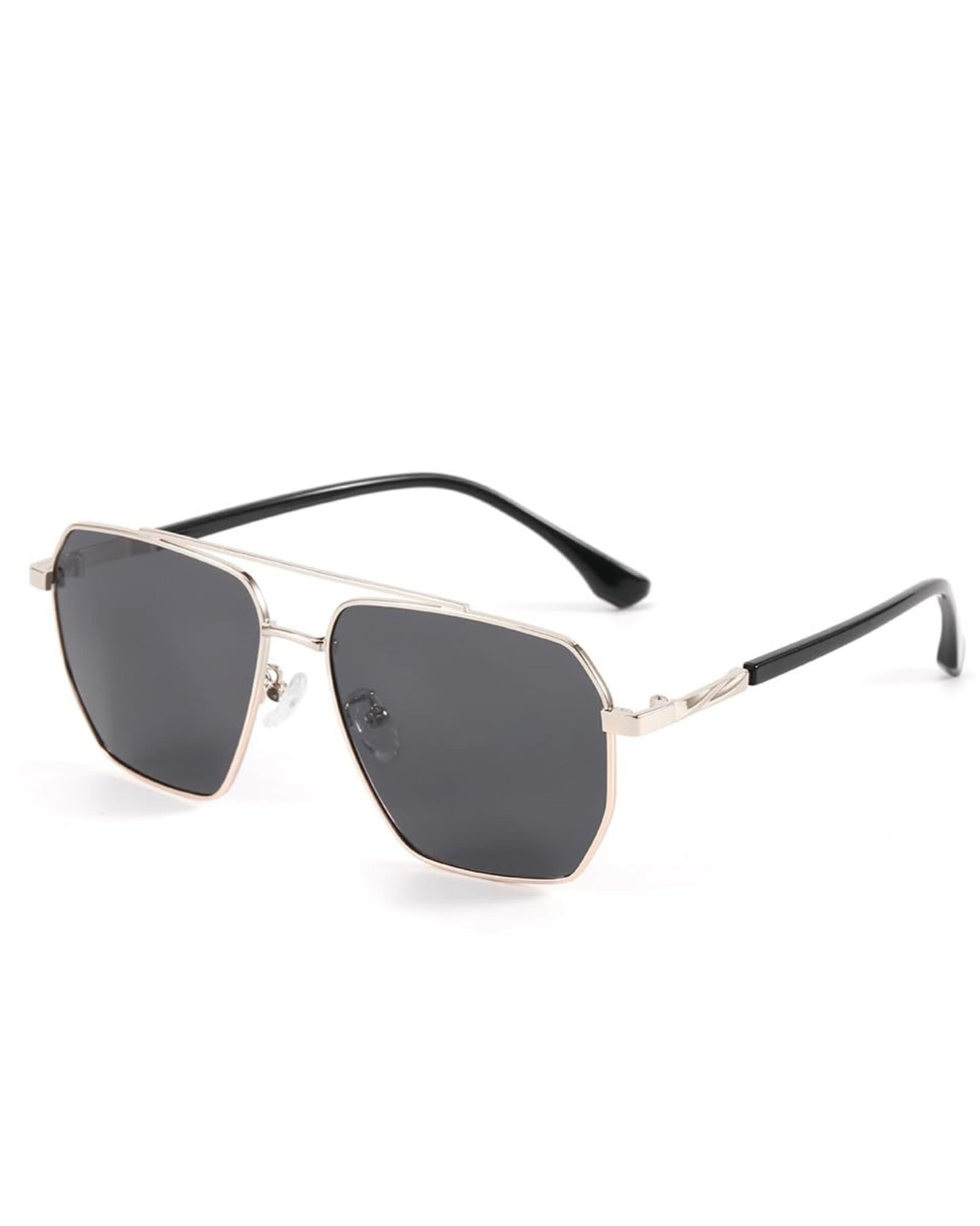 THE MEN THING Sunglasses J3337- SPECTRA NOIR- HD Polarised Sunglasses for Men - UV400 Protection, Stainless Steel Frame - Light Gold Frame with Black Lens