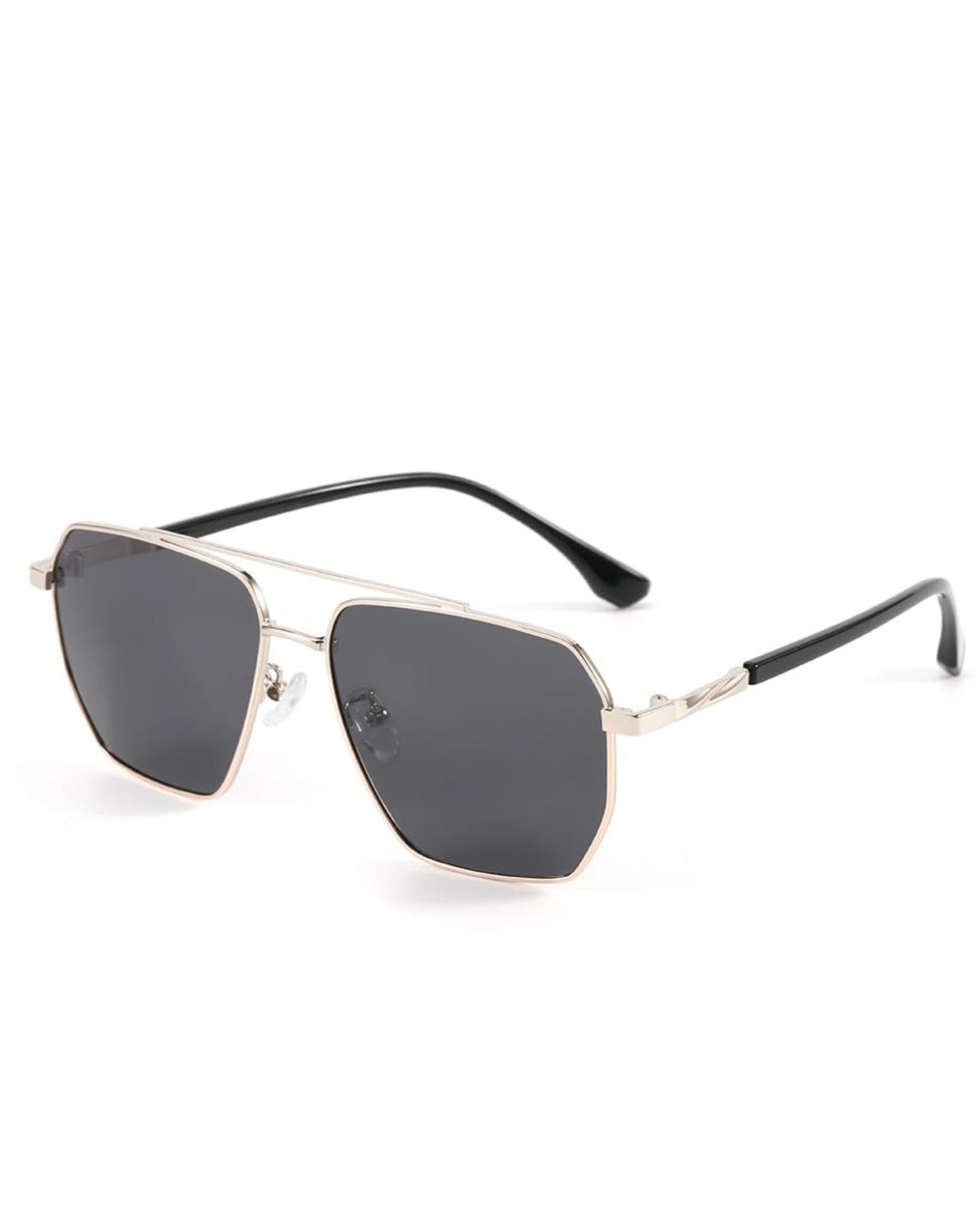 THE MEN THING Sunglasses J3337- SPECTRA NOIR- HD Polarised Sunglasses for Men - UV400 Protection, Stainless Steel Frame - Light Gold Frame with Black Lens