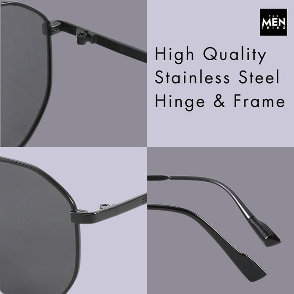 J3347 - AMBER LUXE - HD Polarised Sunglasses for Men - UV400 Protection, Stainless Steel Frame - Gold Frame with Gradient Brown Lens