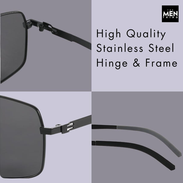 J3348 - VORTEX SHADE - HD Polarised Sunglasses for Men - UV400 Protection, Stainless Steel Frame - Black Frame with Gradient Lens