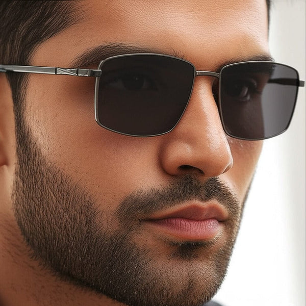 J3351 - MISTY NOIR - HD Polarised Sunglasses for Men - UV400 Protection, Stainless Steel Frame - Black Frame with Black Lens
