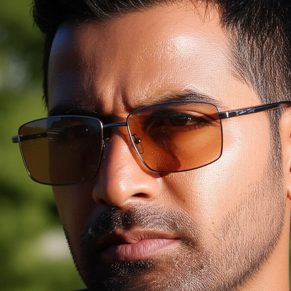 J3351 - MISTY NOIR - HD Polarised Sunglasses for Men - UV400 Protection, Stainless Steel Frame - Gunmetal Frame with Brown Lens