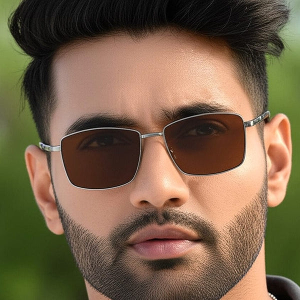 J3351 - MISTY NOIR - HD Polarised Sunglasses for Men - UV400 Protection, Stainless Steel Frame - Gunmetal Frame with Brown Lens