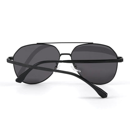 THE MEN THING Sunglasses J3352 - AETHER VISION - HD Polarised Sunglasses for Men - UV400 Protection, Stainless Steel Frame - Black Frame with Black Lens