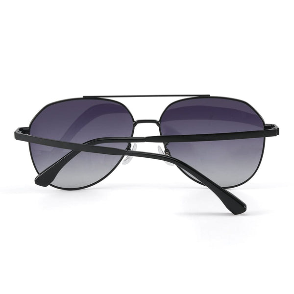 J3352 - AETHER VISION - HD Polarised Sunglasses for Men - UV400 Protection, Stainless Steel Frame - Black Frame with Gradient Grey Lens