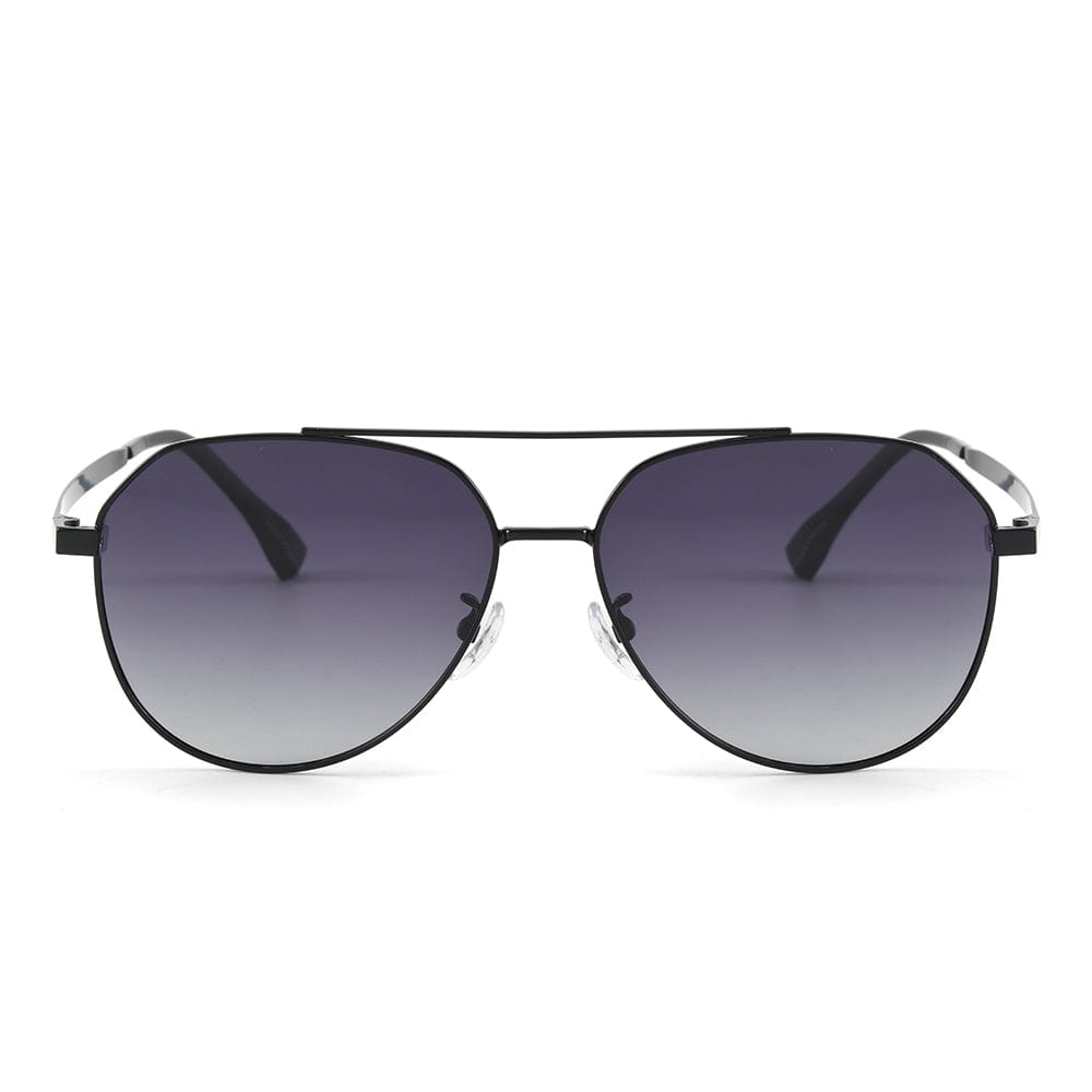 THE MEN THING Sunglasses J3352 - AETHER VISION - HD Polarised Sunglasses for Men - UV400 Protection, Stainless Steel Frame - Black Frame with Gradient Grey Lens