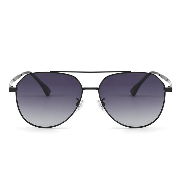 J3352 - AETHER VISION - HD Polarised Sunglasses for Men - UV400 Protection, Stainless Steel Frame - Black Frame with Gradient Grey Lens
