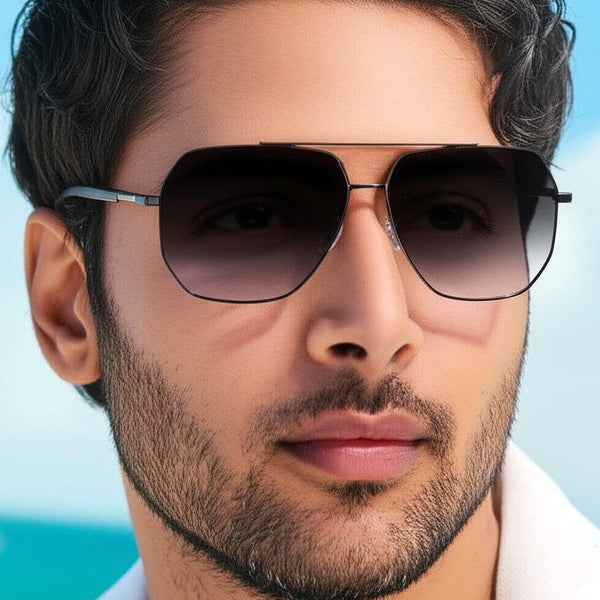 J3354 - NOVA SHADE - HD Polarised Sunglasses for Men - UV400 Protection, Stainless Steel Frame - Black Frame with Gradient Grey Lens