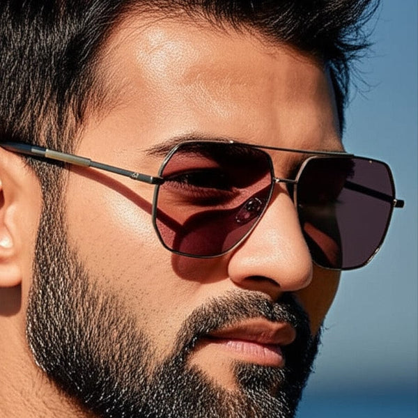 J3354 - NOVA SHADE - HD Polarised Sunglasses for Men - UV400 Protection, Stainless Steel Frame - Gunmetal Frame with Grey Pink Lens