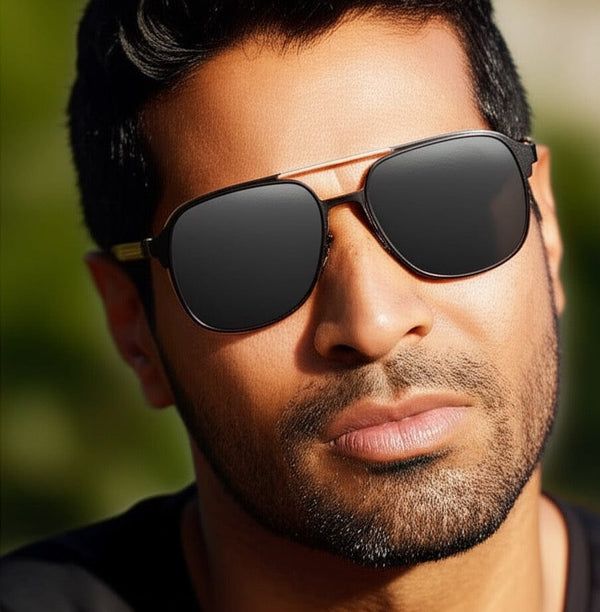 J3362 -JETSETTER VISION - HD Polarised Sunglasses for Men - UV400 Protection, Stainless Steel Frame - Black Frame with Black Lens