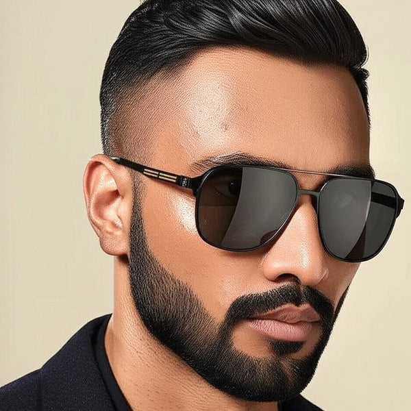 J3362 -JETSETTER VISION - HD Polarised Sunglasses for Men - UV400 Protection, Stainless Steel Frame - Black Frame with Black Lens