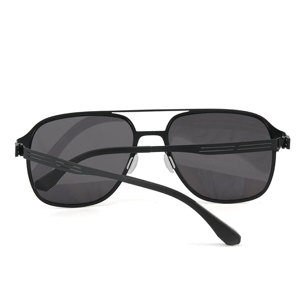 J3362 -JETSETTER VISION - HD Polarised Sunglasses for Men - UV400 Protection, Stainless Steel Frame - Black Frame with Black Lens