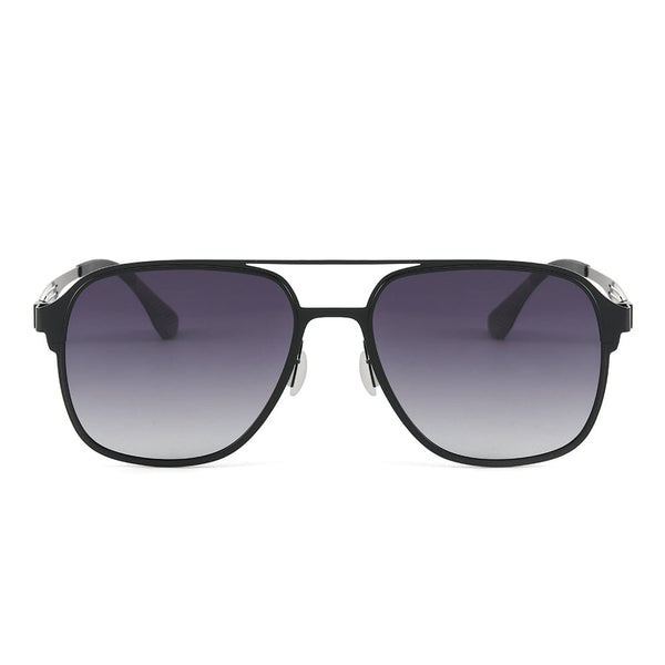 J3362 -JETSETTER VISION - HD Polarised Sunglasses for Men - UV400 Protection, Stainless Steel Frame - Black Frame with Gradient Grey Lens