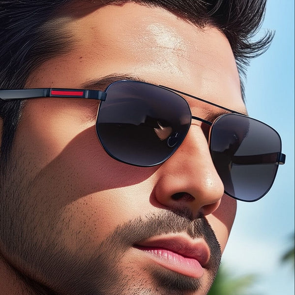 2125 - PRISM NOIR - HD Polarised Sunglasses for Men - UV400 Protection, Stainless Steel Frame - Matte Black