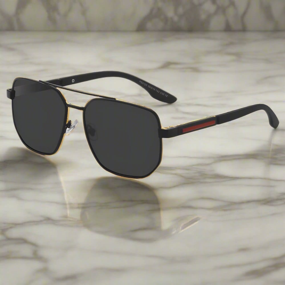 THE MEN THING Sunglasses Matte Black 2125 - PRISM NOIR - HD Polarised Sunglasses for Men - UV400 Protection, Stainless Steel Frame - Matte Black