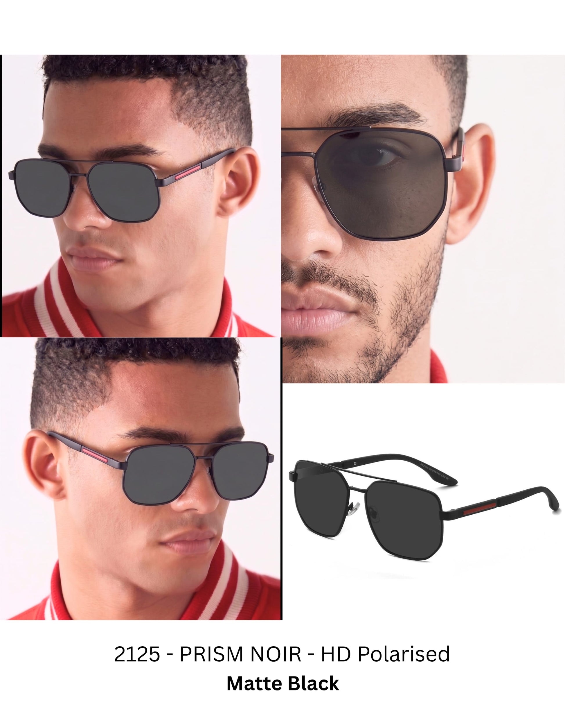 THE MEN THING Sunglasses Matte Black 2125 - PRISM NOIR - HD Polarised Sunglasses for Men - UV400 Protection, Stainless Steel Frame - Matte Black