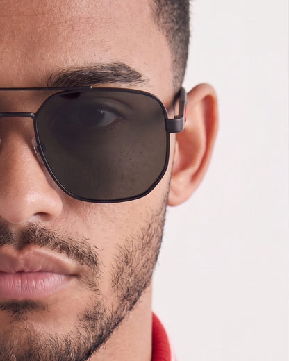 THE MEN THING Sunglasses Matte Black 2125 - PRISM NOIR - HD Polarised Sunglasses for Men - UV400 Protection, Stainless Steel Frame - Matte Black
