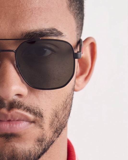 THE MEN THING Sunglasses Matte Black 2125 - PRISM NOIR - HD Polarised Sunglasses for Men - UV400 Protection, Stainless Steel Frame - Matte Black