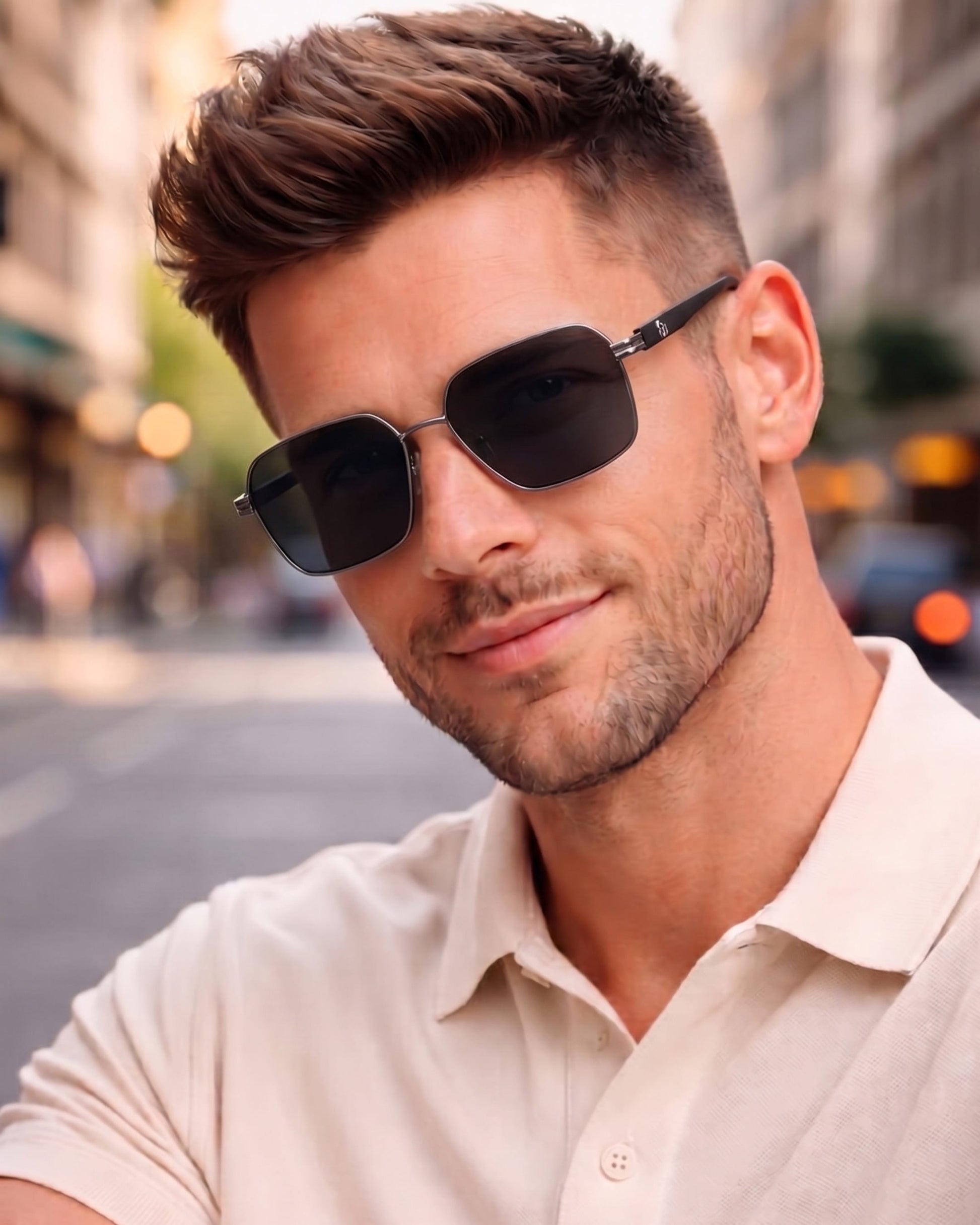 THE MEN THING Sunglasses Matte Black 2172 HEX EDGE -  Geomatric Style - HD Polarised Sunglasses for Men - UV400 Protection, Stainless Steel Frame