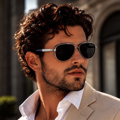THE MEN THING Sunglasses S15101 AURIX SHADES HD Polarized Sunglasses for Men - UV400 Protection, Stainless Steel Frame