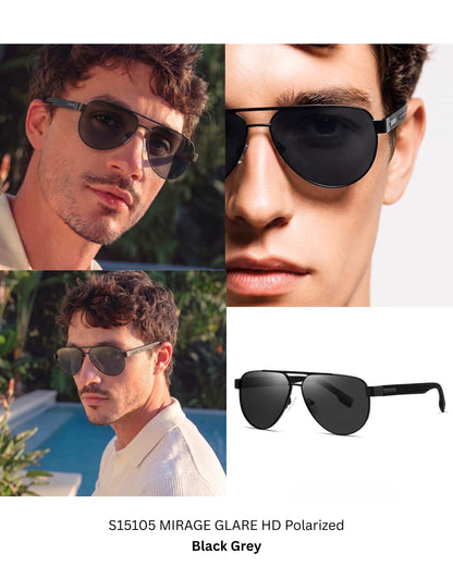 THE MEN THING Sunglasses S15105 MIRAGE GLARE HD Polarized Sunglasses for Men - UV400 Protection, Stainless Steel Frame