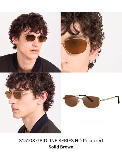 THE MEN THING Sunglasses S15108 GRIDLINE SERIES HD Polarized Sunglasses for Men - UV400 Protection, Stainless Steel Frame