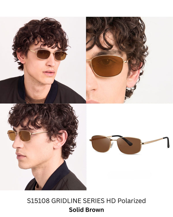 S15108 GRIDLINE SERIES HD Polarized Sunglasses for Men - UV400 Protection, Stainless Steel Frame