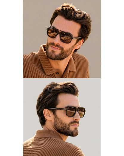 THE MEN THING Sunglasses S15113 SAVANNA LUXE HD Polarized Sunglasses for Men - UV400 Protection, Stainless Steel Frame