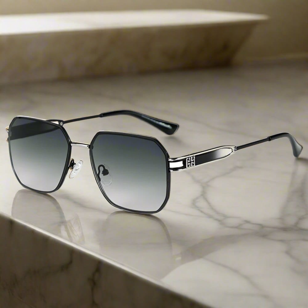 THE MEN THING Sunglasses Silver Gradient Brownish Grey 33155 - GRAPHITE LUXE - HD Polarised Sunglasses for Men - UV400 Protection, Stainless Steel Frame