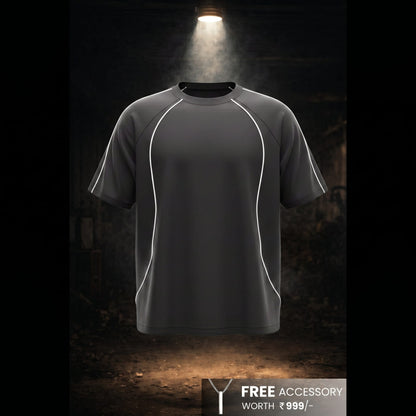 THE MEN THING T-Shirt CONTOUR TRACE Oversized T-Shirt – Black