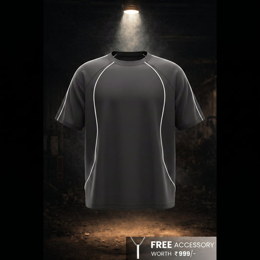 THE MEN THING T-Shirt CONTOUR TRACE Oversized T-Shirt – Black