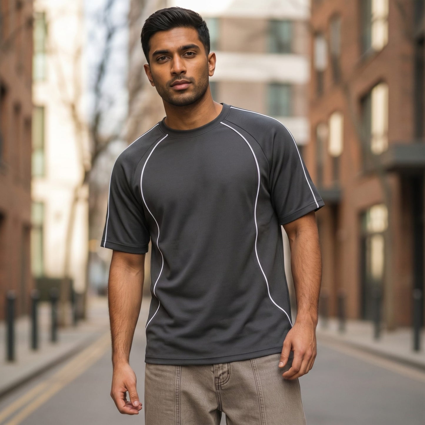 THE MEN THING T-Shirt CONTOUR TRACE Oversized T-Shirt – Black