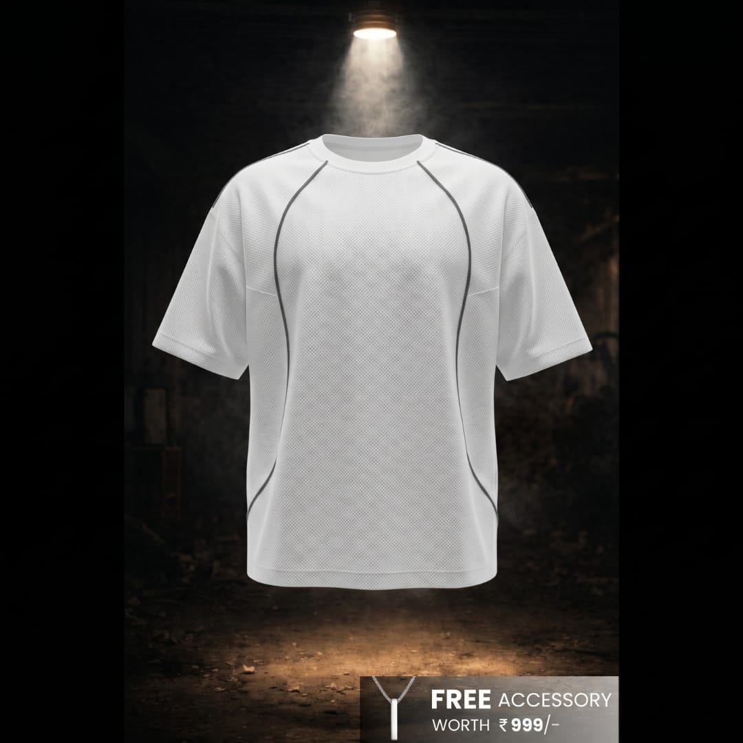 THE MEN THING T-Shirt CONTOUR TRACE Oversized T-Shirt – White