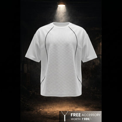 THE MEN THING T-Shirt CONTOUR TRACE Oversized T-Shirt – White