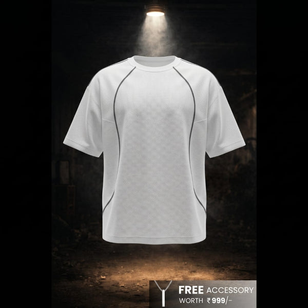CONTOUR TRACE Oversized T-Shirt – White