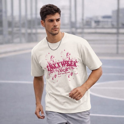 THE MEN THING T-Shirt INXX WEEK LUCK Oversized T-Shirt - White