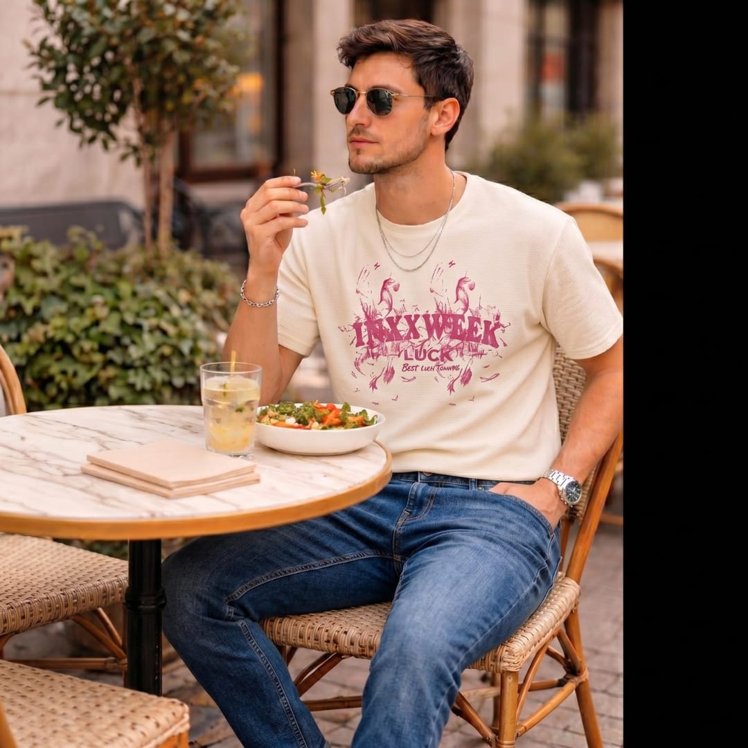 THE MEN THING T-Shirt INXX WEEK LUCK Oversized T-Shirt - White