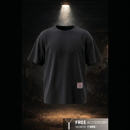THE MEN THING T-Shirt IVORY EMBOSS Oversized T-Shirt - Black