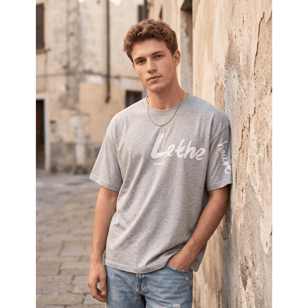 The Men Thing T-Shirt Lethe Summer Oversized T-Shirt – Melange Grey