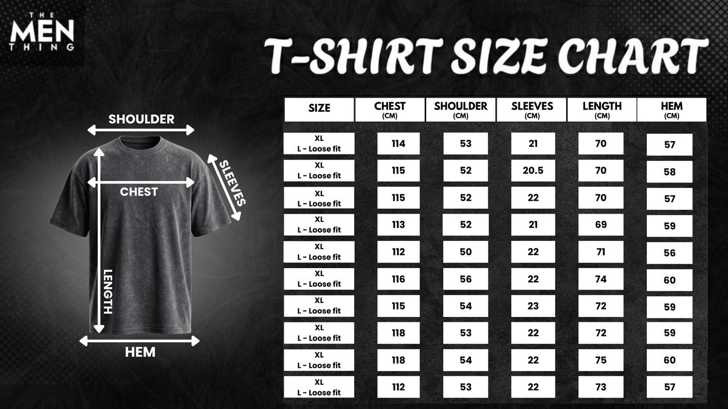 THE MEN THING T-Shirt Smoke Acid Wash Oversized T-Shirt - Dark Gray