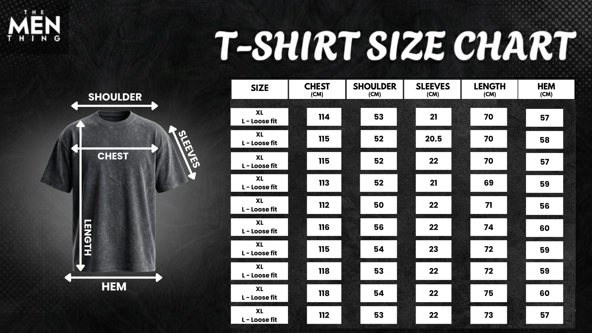 THE MEN THING T-Shirt Smoke Acid Wash Oversized T-Shirt - Dark Gray