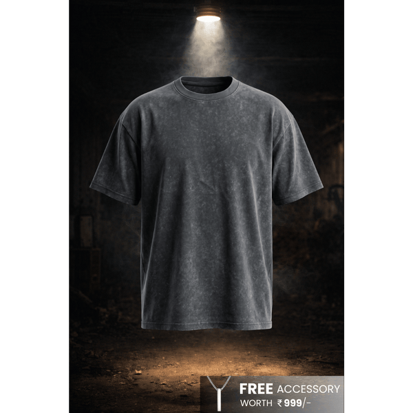 Smoke Acid Wash Oversized T-Shirt - Dark Gray